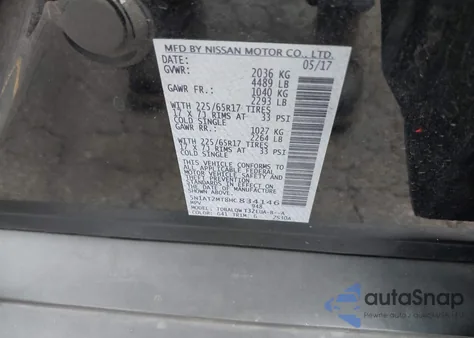 2017 Nissan Rogue Sv из США, поврежденный, VIN 5N1AT2MT8HC834146